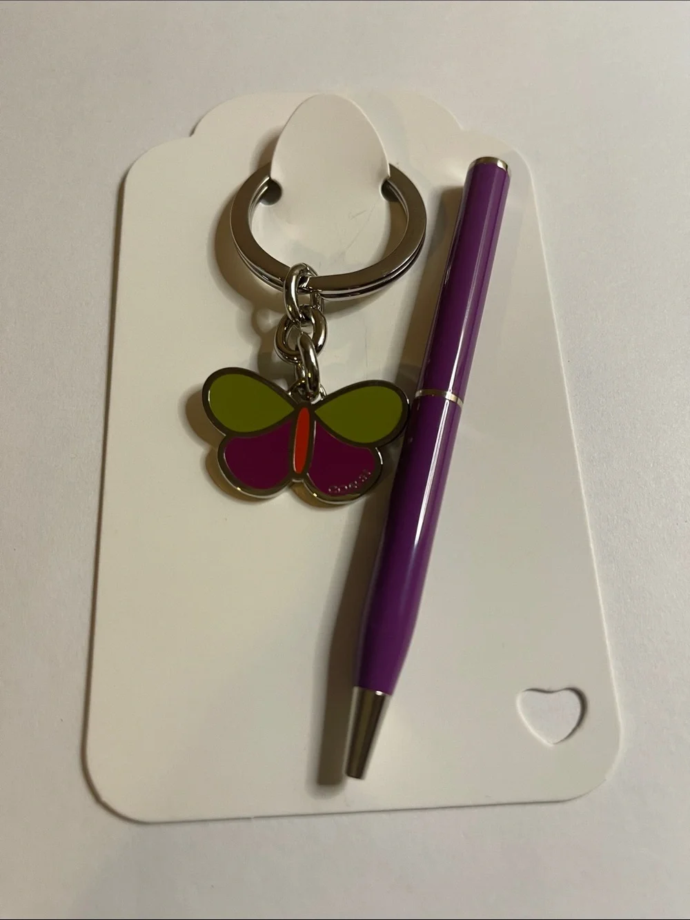 Coach Colorful Butterfly Keychain - Green, Purple & Orange and Purple Coach Pen